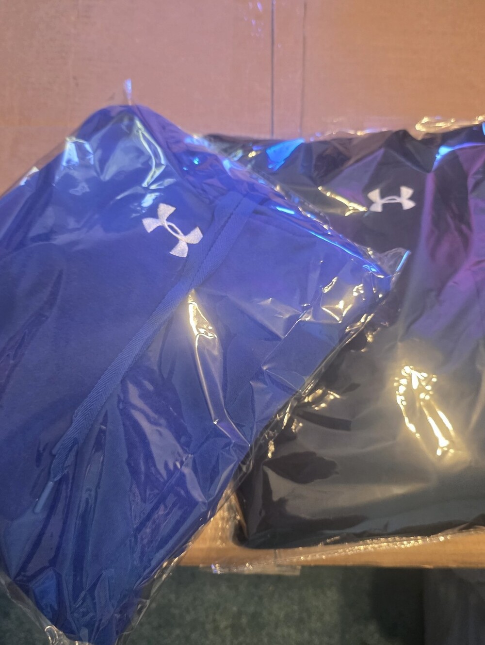 Lot Of 2 - Under Armour Black And Royal Blue Hoodies with White Logo, L
